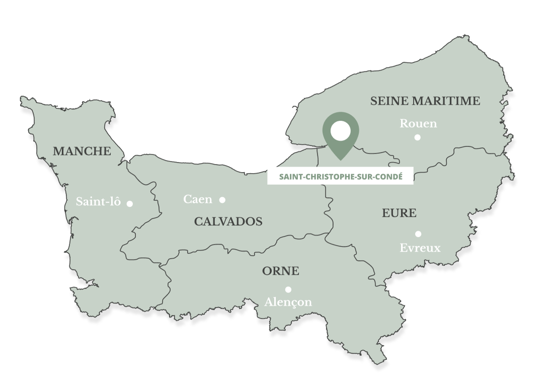 Carte de normandie avec la localisation de Saint-Christophe-sur-Condé